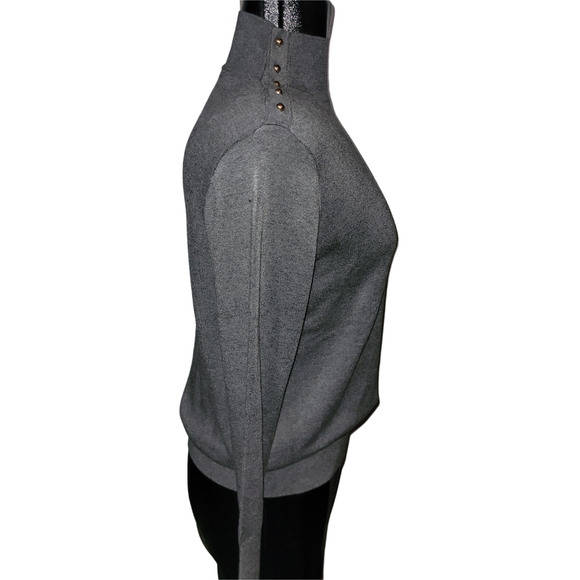 Zara Grey Mock Turtleneck Light Sweater With Button Up Shoulder XL - Picture 4 of 7